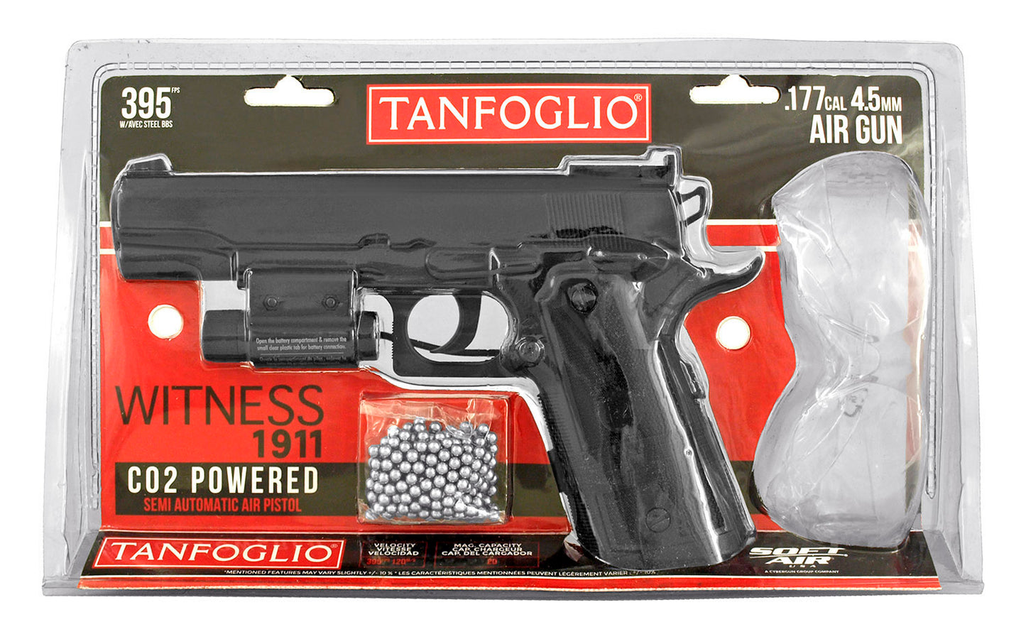 AIRGUN - 1911 4.5mm CO2 Powered Non-Blowback with Laser
