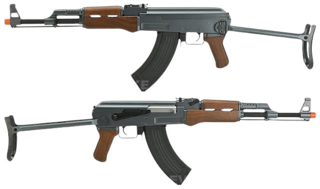 AK47 Airsoft AEG Rifle (Model: Faux Wood Under folding Stock)