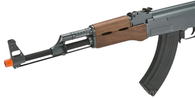 AK47 Airsoft AEG Rifle (Model: Faux Wood Under folding Stock)