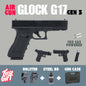 Air Gun Pistol Glock G17 Gen 3 Full Metal Body CO2 Blowback .177 cal High quality, rugged polymer frame
Authentic Look & Feel
Functional slide lock
Blowback Action
Drop-free 18-shot BB magazine
Fixed front and rear sights
Integrated Weaver rail
Based off Win Gun half-blowback system
FPS Range: 350-410