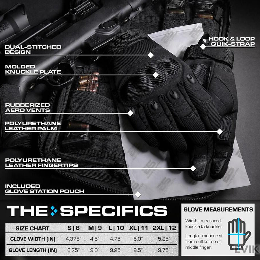 Tactical Gear Hard Knuckle Full Finger Tactical Gloves | Padded mesh and rubber aero vents |  maximize protection