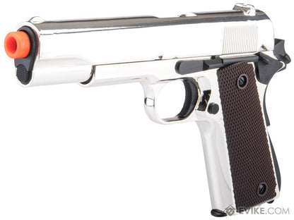 Airsoft M1911 Spring Powered Pistol- Heavy Weight Metal Body - Black, Pink, Silver, Gold & Tan Colors