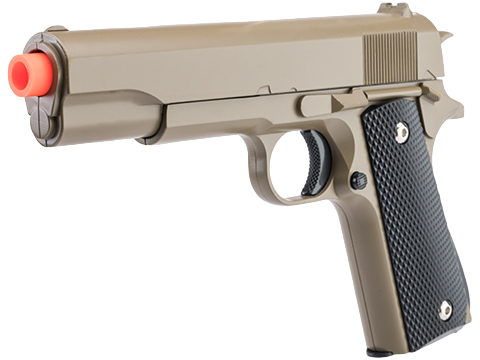 Airsoft M1911 Spring Powered Pistol- Heavy Weight Metal Body - Black, Pink, Silver, Gold & Tan Colors