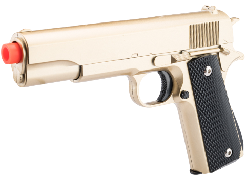 Airsoft M1911 Spring Powered Pistol- Heavy Weight Metal Body - Black, Pink, Silver, Gold & Tan Colors