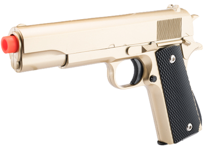 Airsoft M1911 Spring Powered Pistol- Heavy Weight Metal Body - Black, Pink, Silver, Gold & Tan Colors