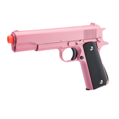 Airsoft M1911 Spring Powered Pistol- Heavy Weight Metal Body - Black, Pink, Silver, Gold & Tan Colors