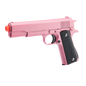 Airsoft M1911 Spring Powered Pistol- Heavy Weight Metal Body - Black, Pink, Silver, Gold & Tan Colors