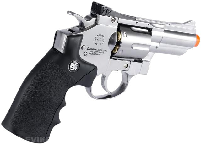 CO2 Powered Full Metal High Power Airsoft 6mm Magnum Gas Revolver (2",4", 6" & 8" - Black & Silver)