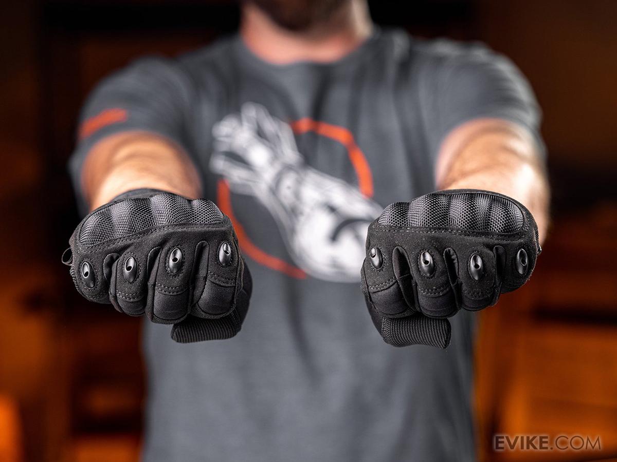 Tactical Gear Hard Knuckle Full Finger Tactical Gloves | Padded mesh and rubber aero vents |  maximize protection