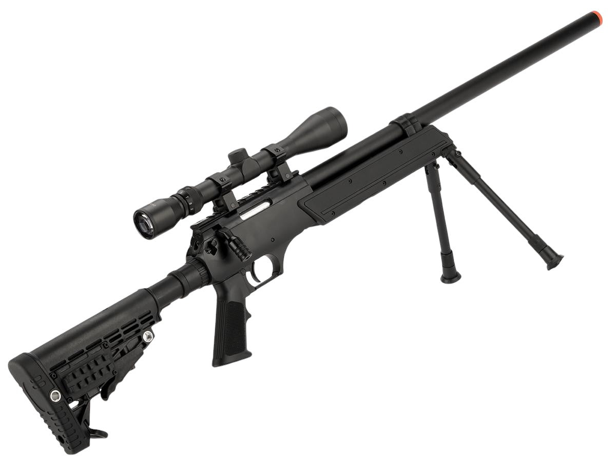 SR-2 MB13 Shadow Op Bolt Action Airsoft Sniper Rifle w/ LE Stock by WELL (Package: Gun + Scope and Bipod)